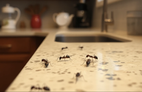 ants on a kitchen counter